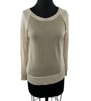 Christopher Fischer Beige Long Sleeve Wide Neck Pullover Casual Sweater Size XS